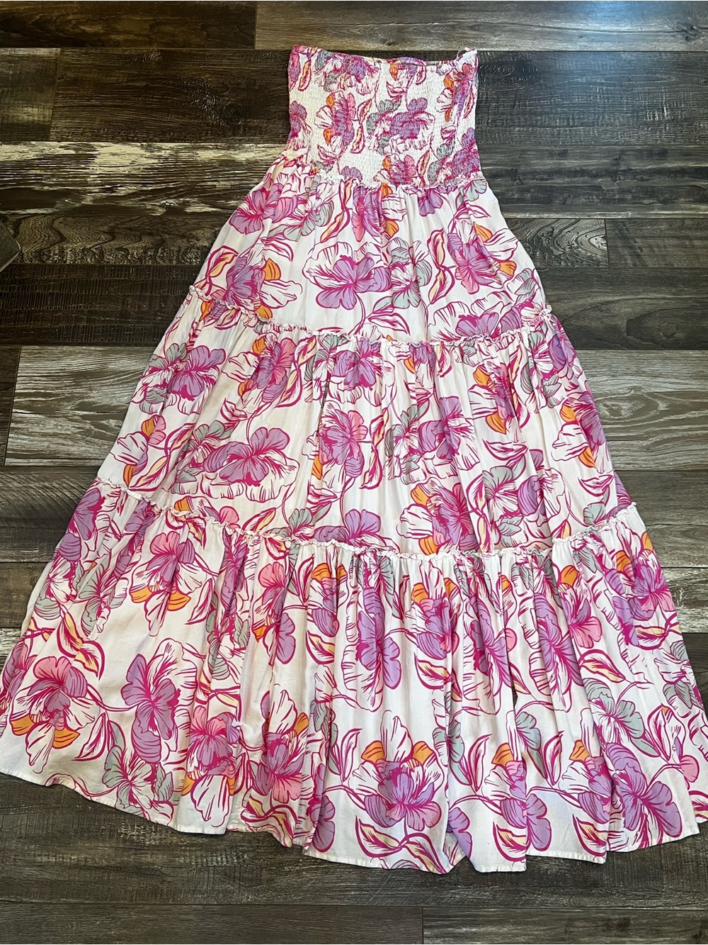 Anthropologie Abel the Label Strapless Maxi Dress Floral Size L